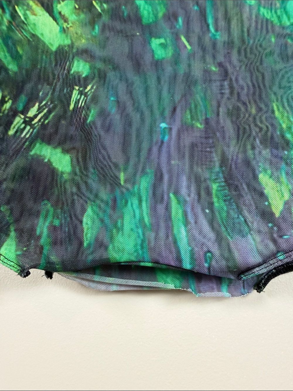 AKIRA Green & Black Abstract Mesh Long Sleeve Top –Sheer, Lightweight - Picture 4 of 10